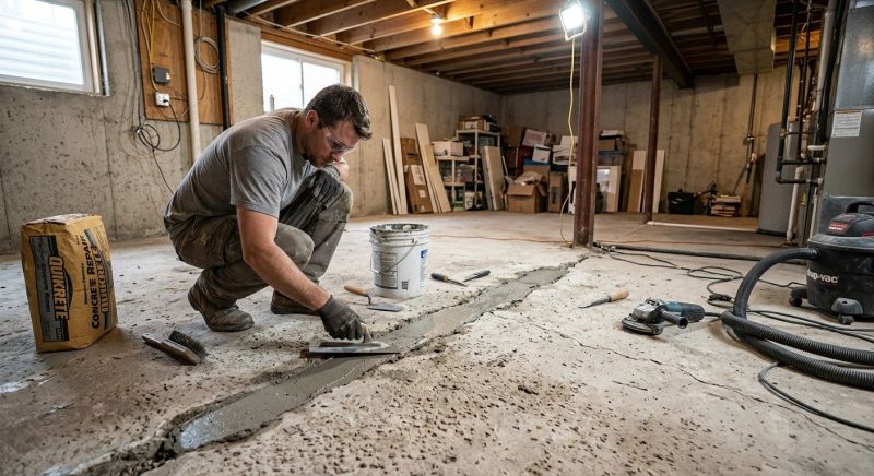 Cracked Basement Floor Repair in Montgomery County, PA